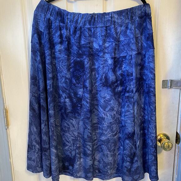 ROZ & ALI 2X Midi Skirt Pastel Blue Floral Jersey Knit PullOn Coast Tropical - Picture 1 of 6